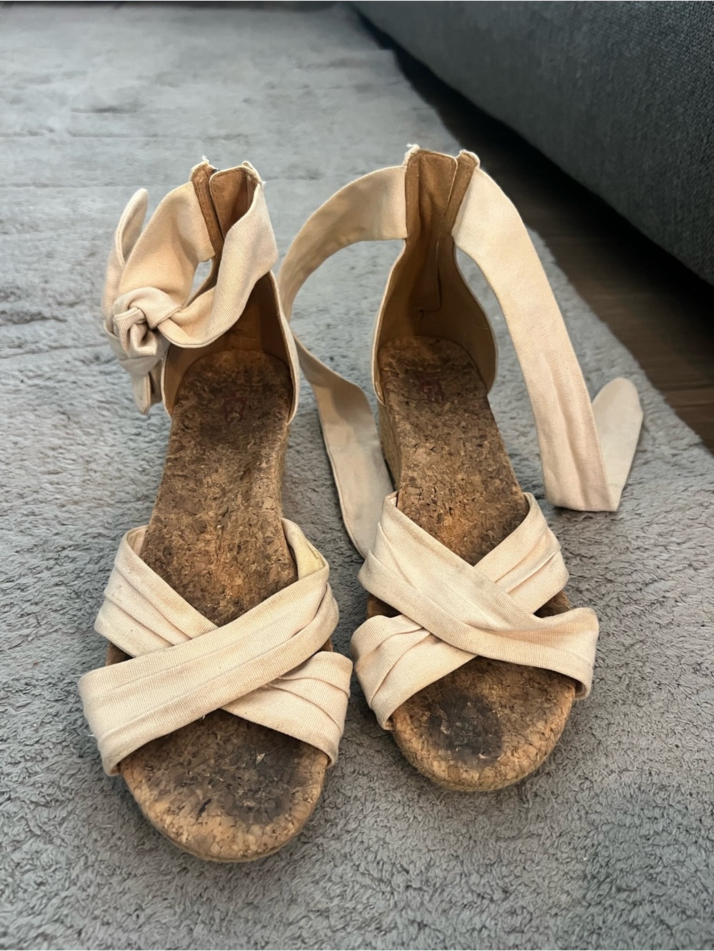 Uggs Women’s Ankle-Tie Espadrille Sandals in Light Beige